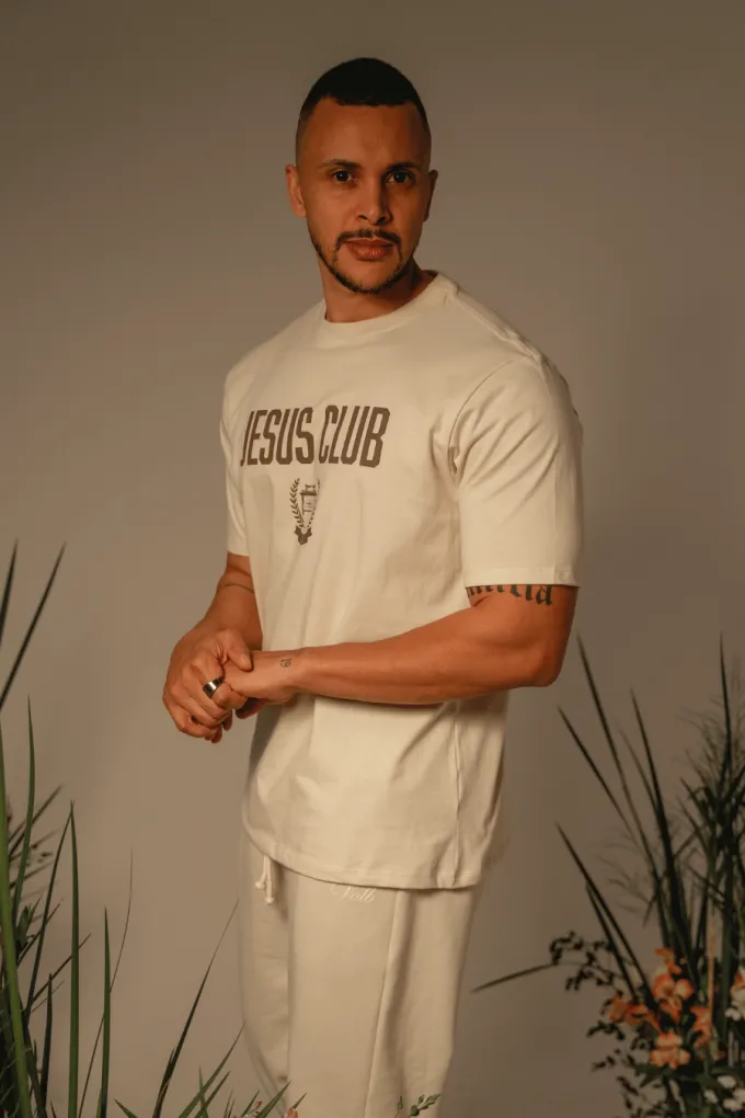 Camiseta Relaxed Fit Jesus Club Arca da Aliança Bege